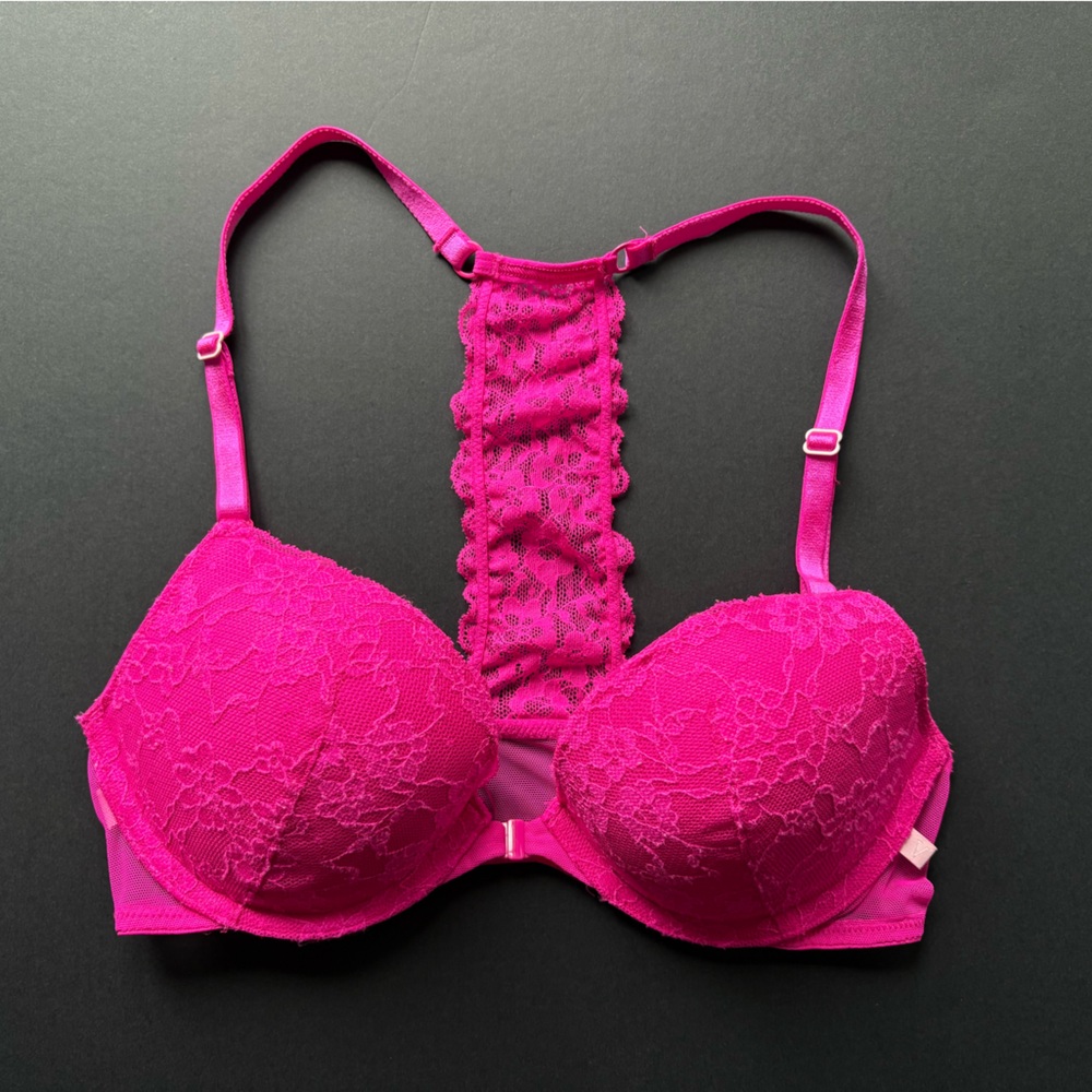 Victoria’s Secret Snap Front Bra Hot Pink 32C